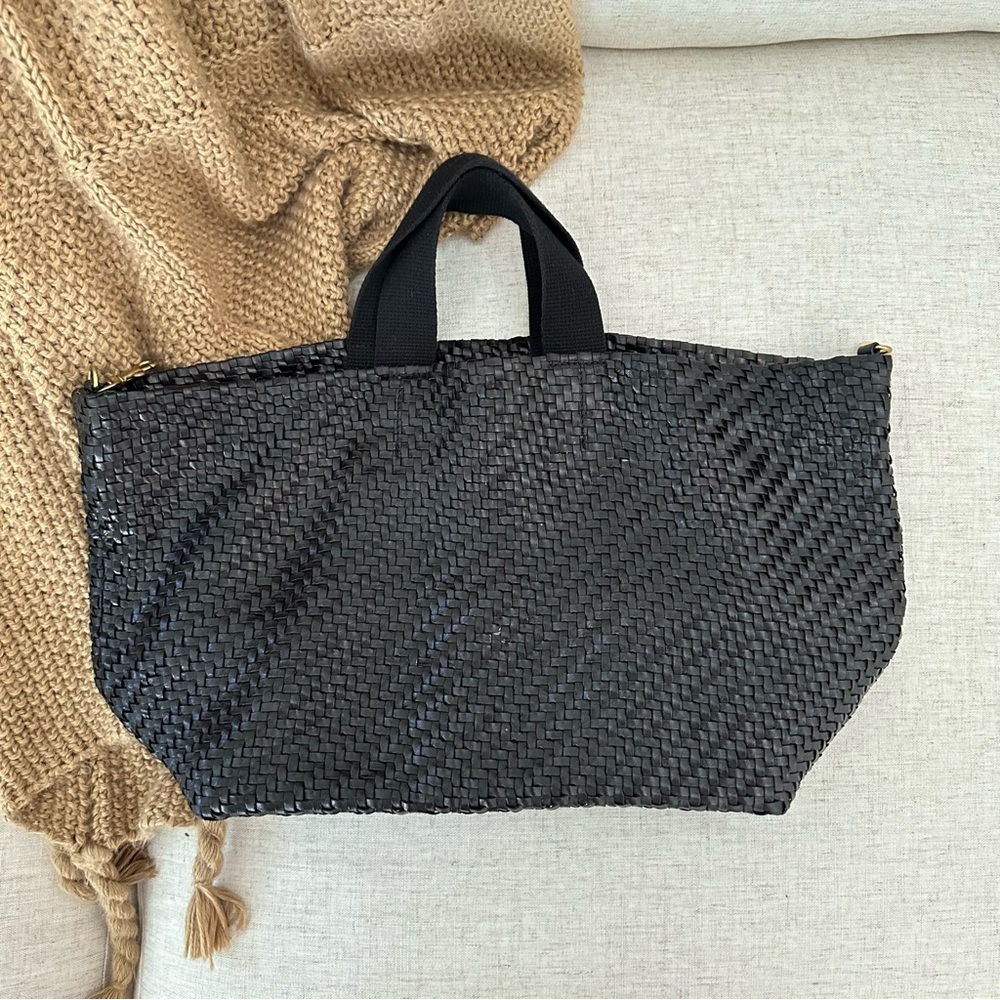 Clare V Black Woven Tote Bag